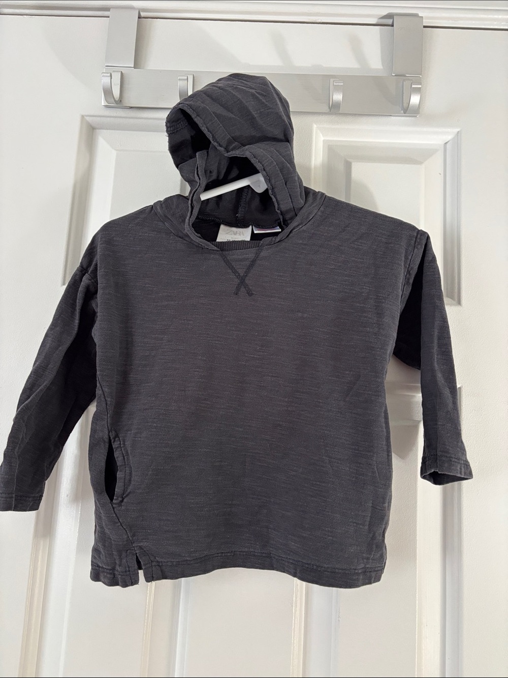 Zara Kids Charcoal Hooded Pullover Long Sleeve Shirt